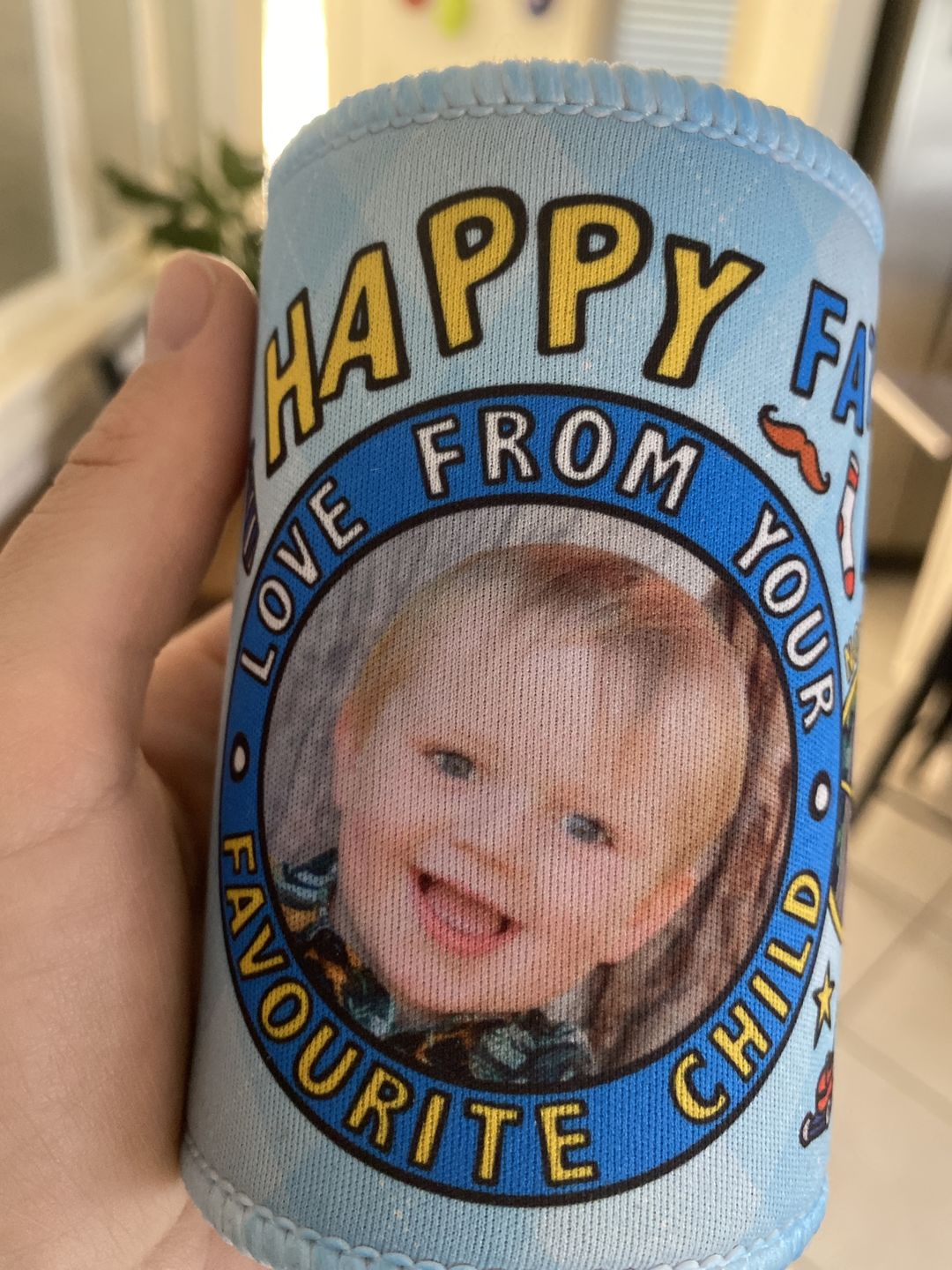 Customer photo review of Favourite Child Father's Day (2 Siblings) 🏆 - Personalised Stubby Holder