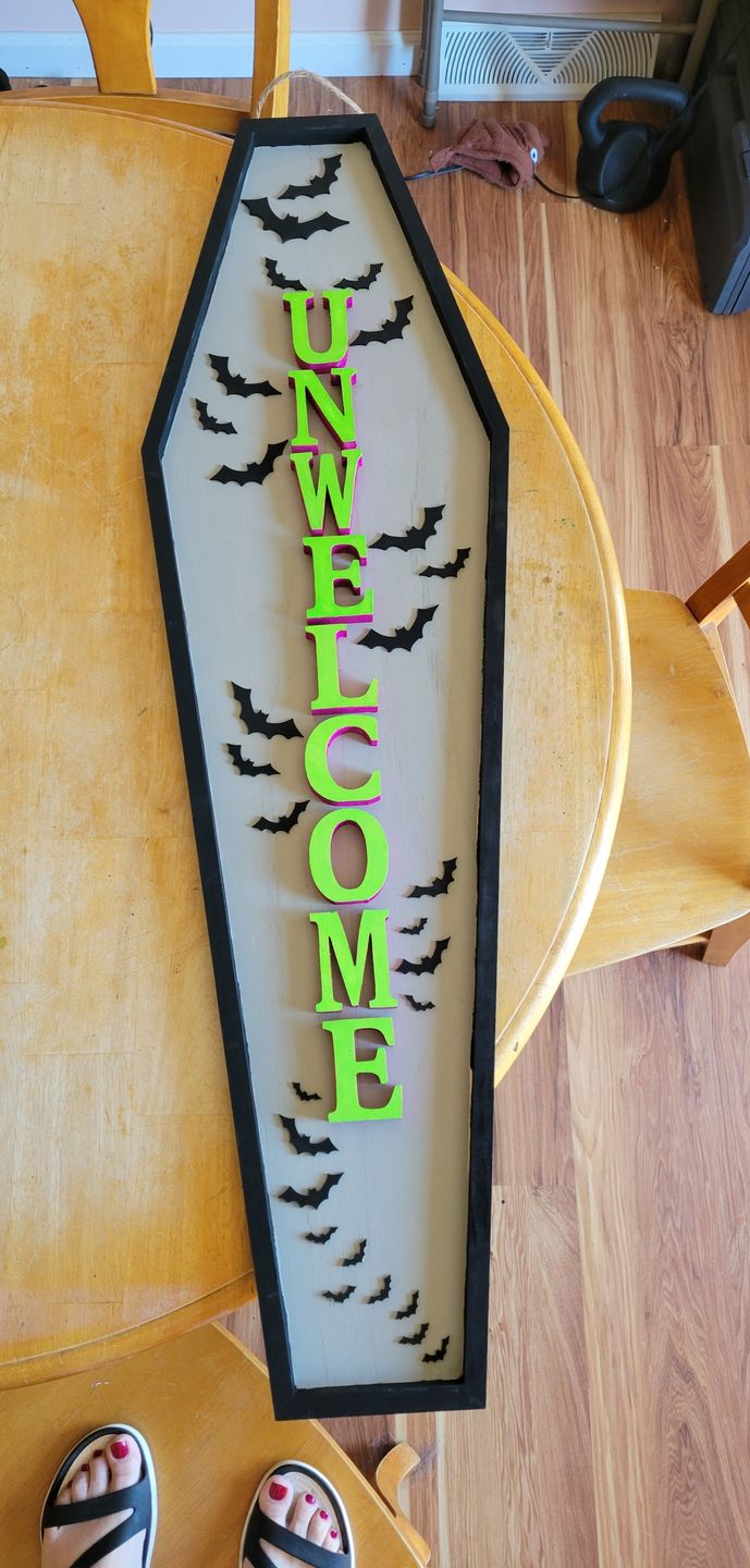 Customer photo review of Unfinished Wooden Bat Halloween Silhoutte - Craft- up to 24" DIY