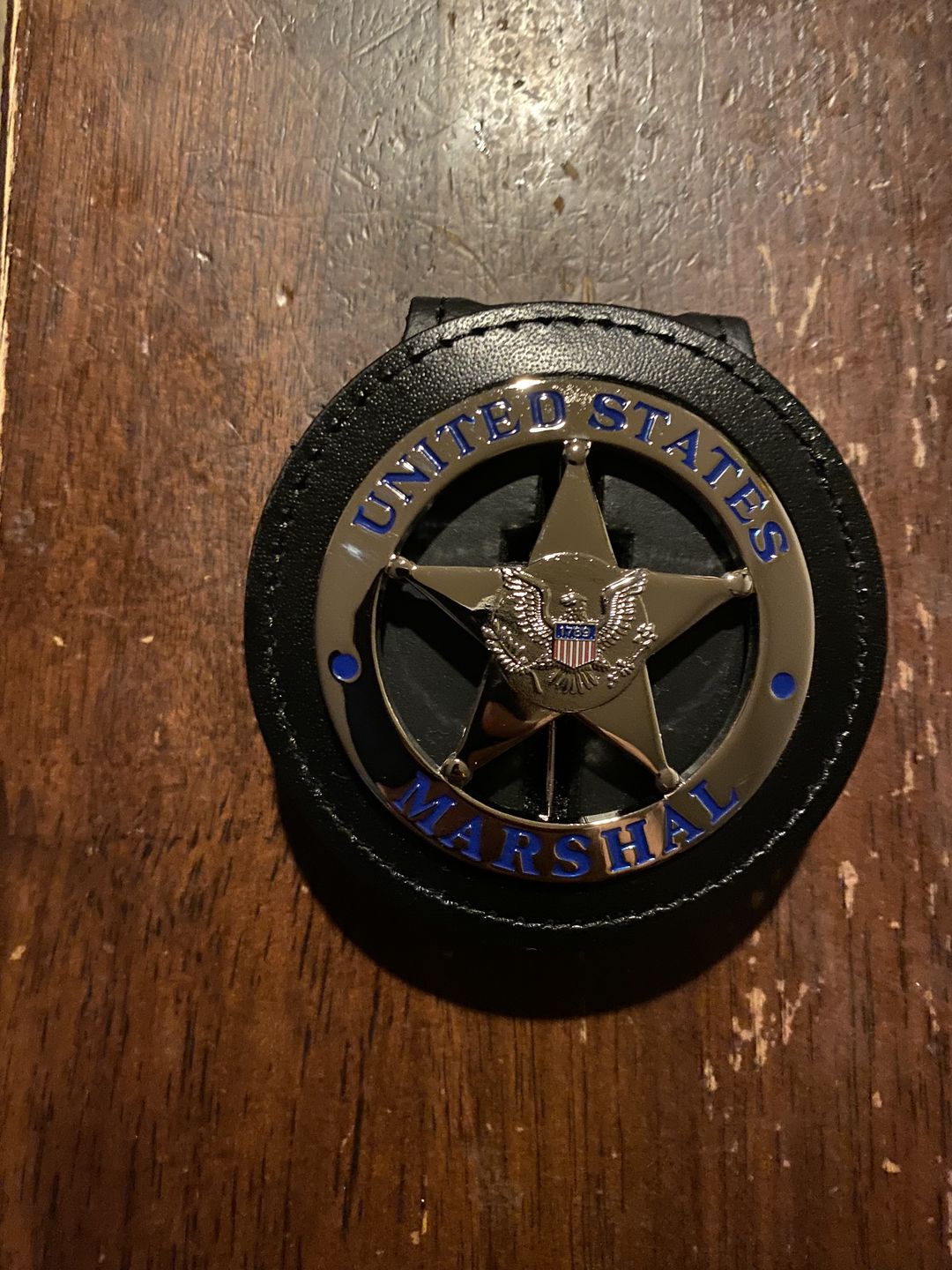Customer photo review of US Federal Court Law Enforcement MARSHAL Badge Solid Copper Replica Movie Props