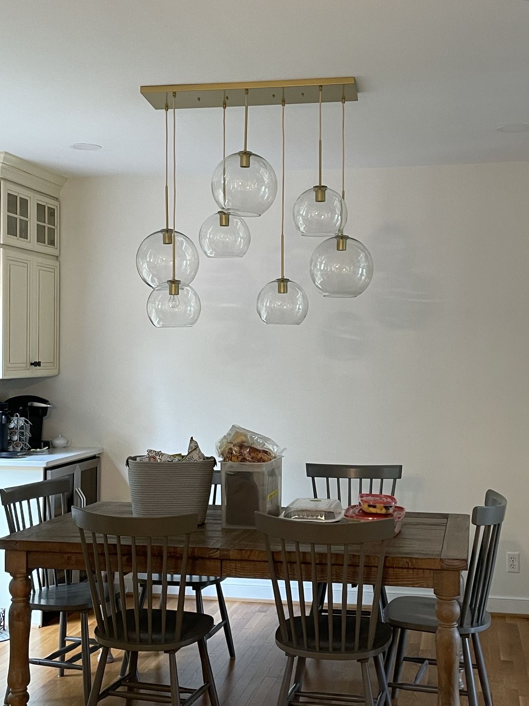 Customer photo review of Modern 7-Light Sculptural Glass Globe Pendant Chandelier