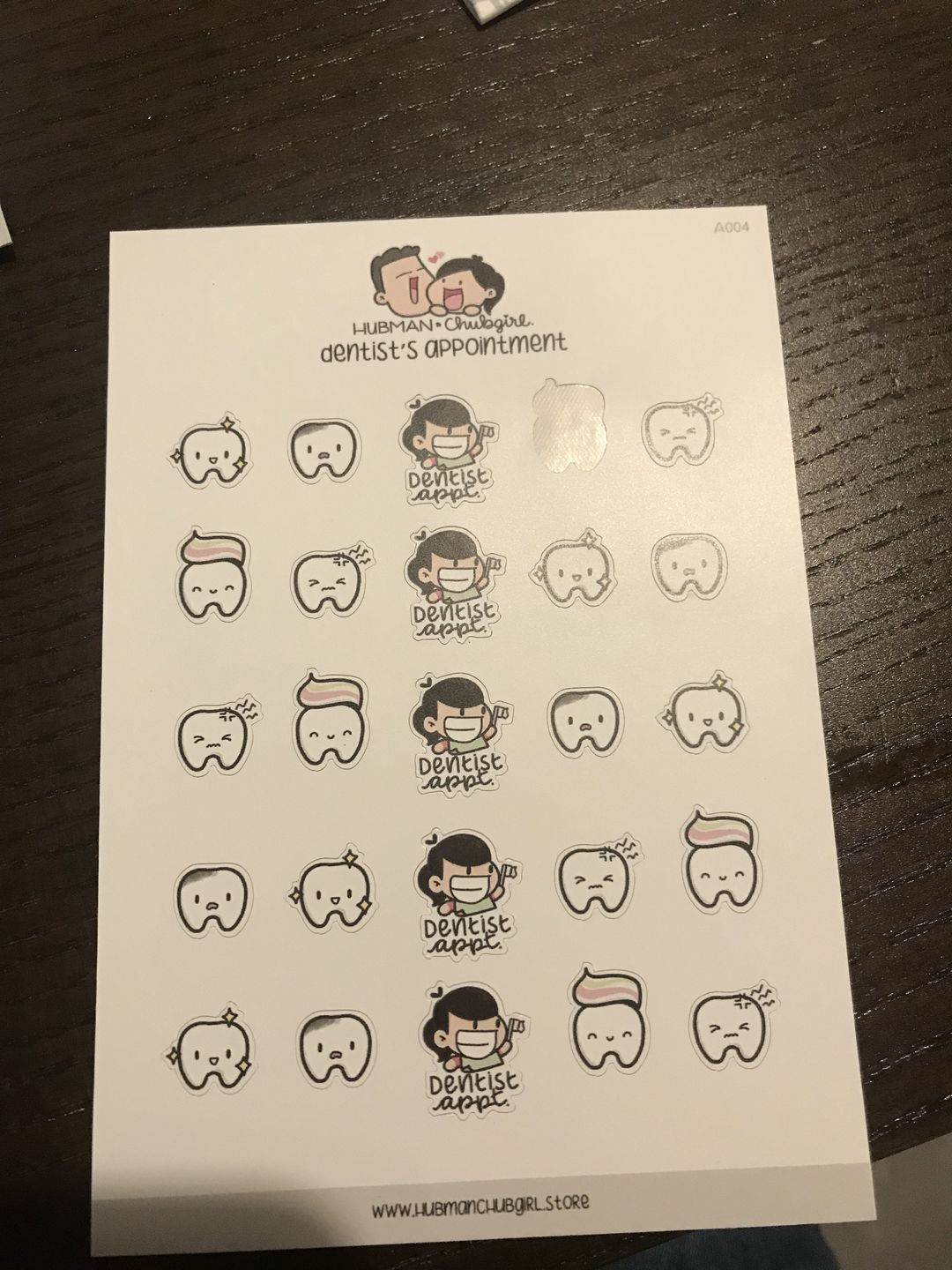 Customer photo review of Dentist Appointment Planner Stickers