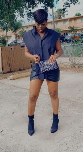 Customer photo review of Solid Color Stylish Single Breasted Blouse