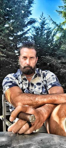 Customer photo review of Men's Funny Skull Print Short Sleeve Shirt