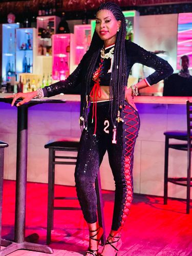 Customer photo review of Sequined Striking Drawstring Pant Suit