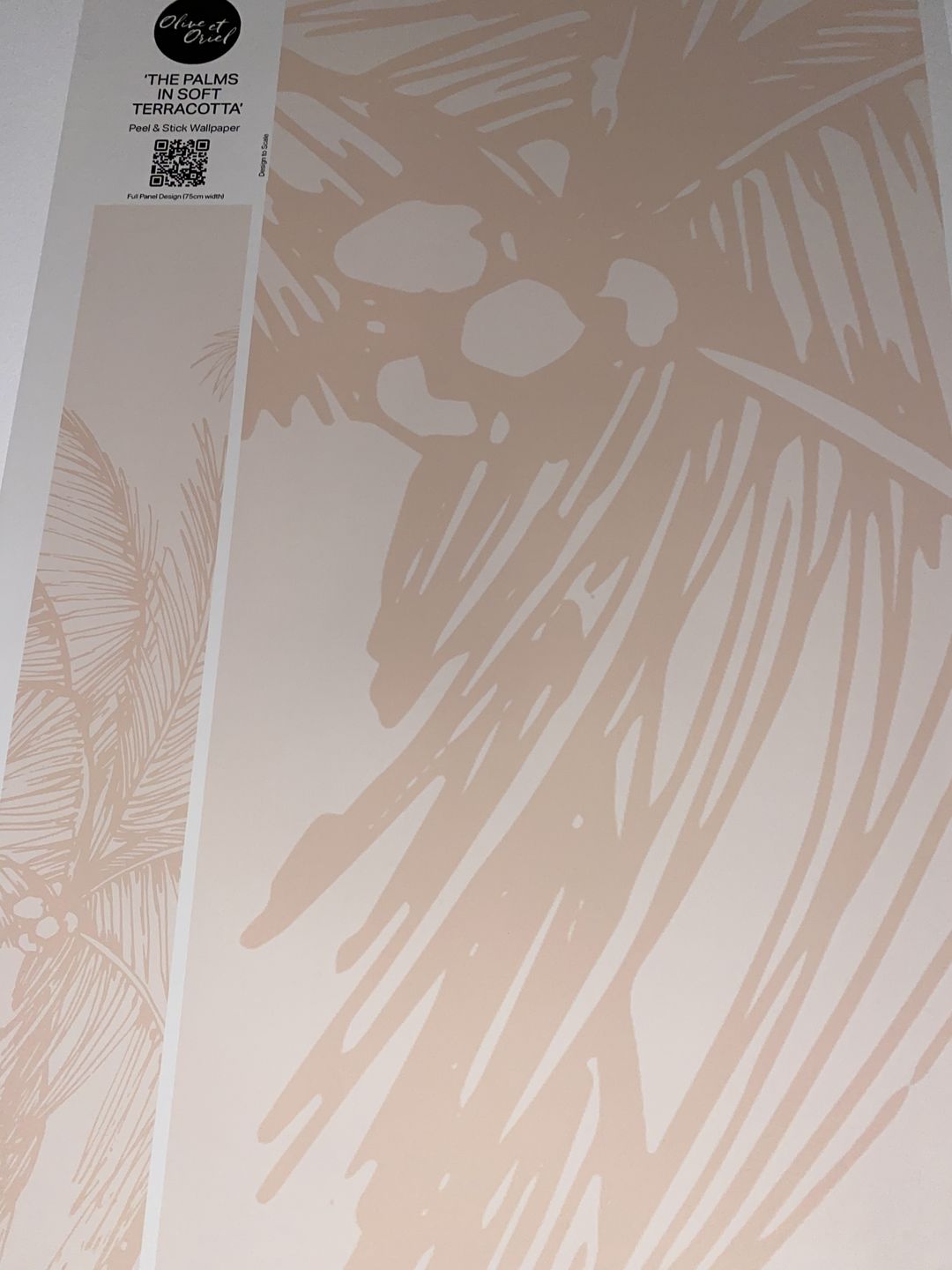 Customer photo review of The Palms Wallpaper in Soft Terracotta