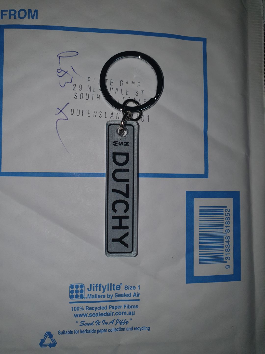 Customer photo review of NSW Premium Licence Plate Custom Keychain