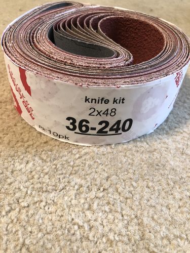 Customer photo review of 2 X 48 Inch Knife Makers Sanding Belts Assortment