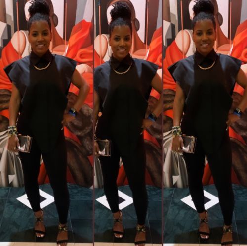 Customer photo review of Solid Color Stylish Single Breasted Blouse