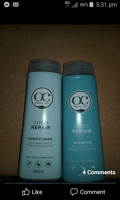 Customer photo review of Coco Repair Shampoo and Conditioner