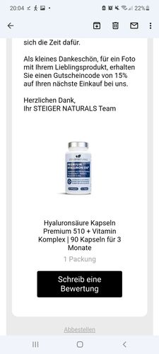 Customer photo review of Hyaluronsäure Kapseln Premium 510 + Vitamin Komplex | 90 Kapseln für 3 Monate