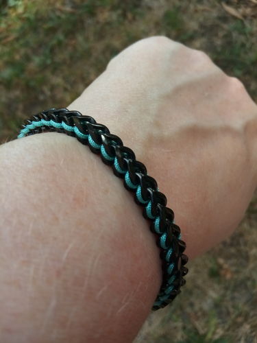 Customer photo review of Black Woven Chain Bracelet in Turquoise