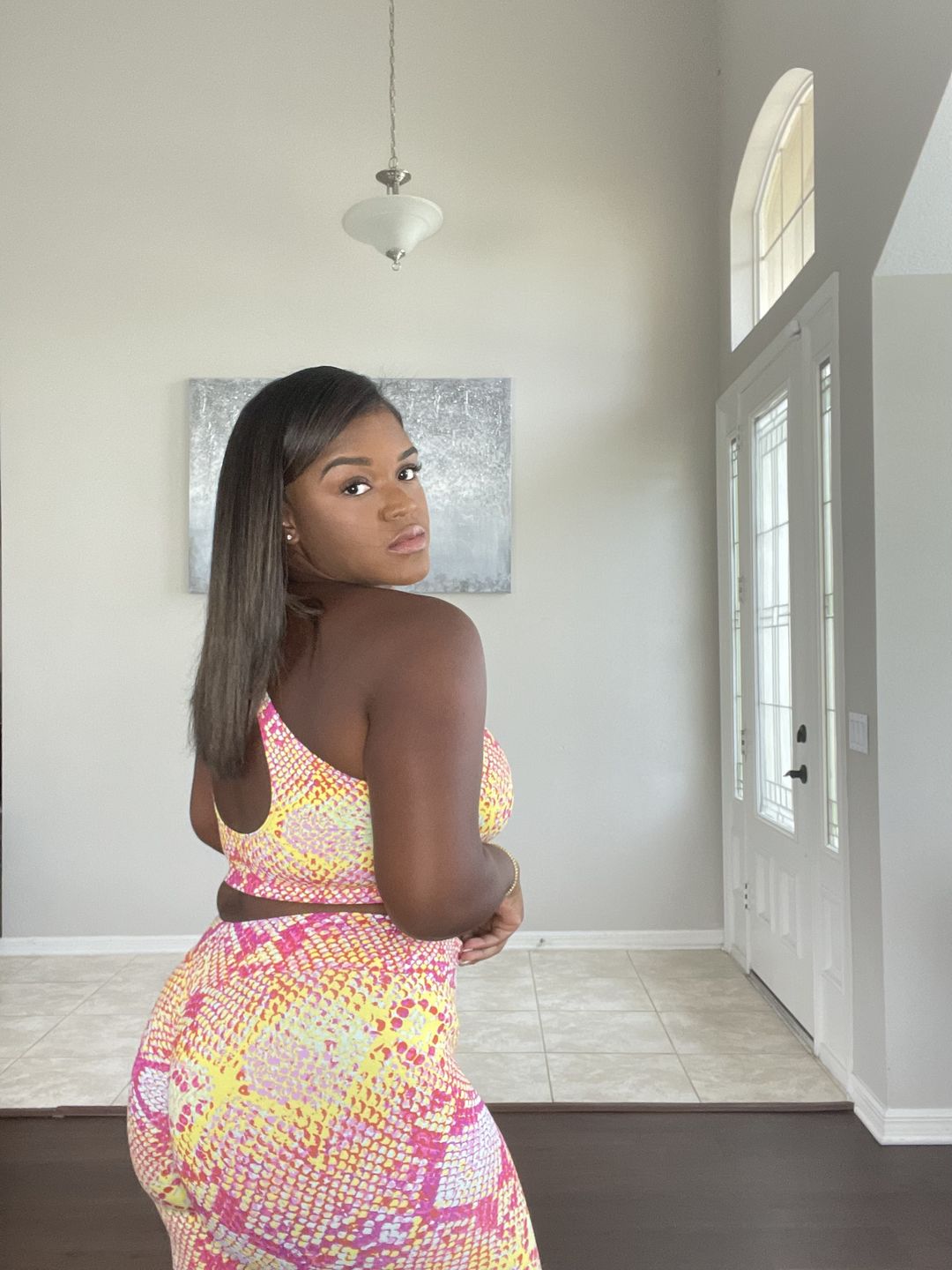 Customer photo review of Pink Lemonade High Waist Scrunch Leggings