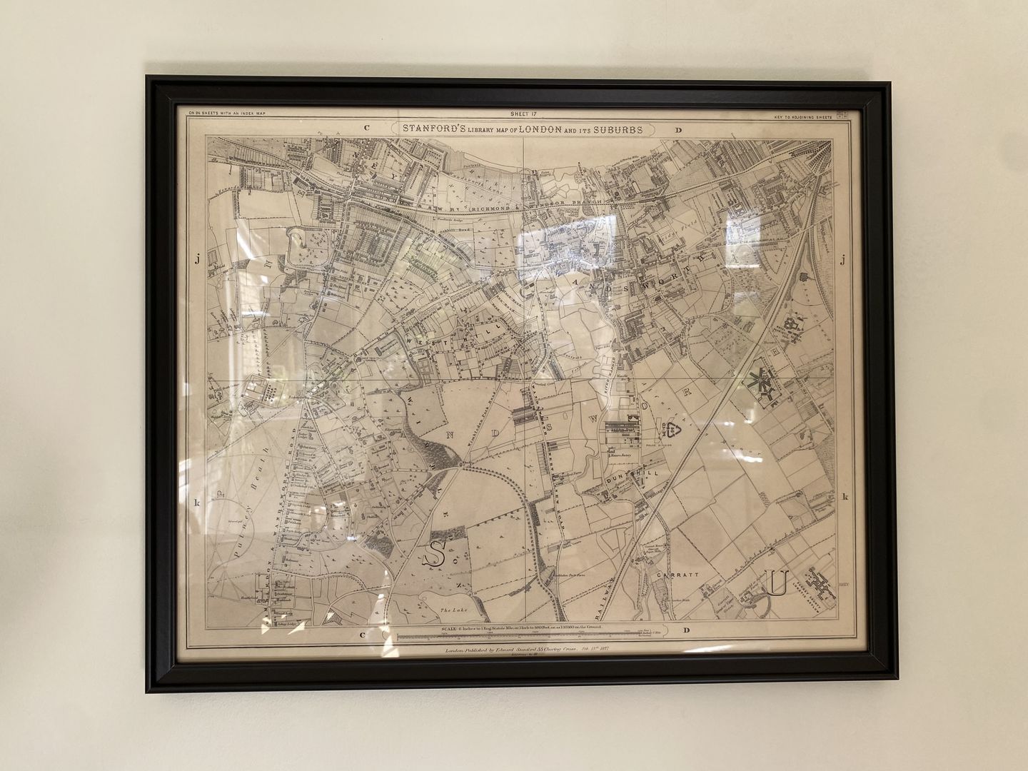 Customer photo review of Old Map of South London by Edward Stanford, 1862 - Wandsworth, Wimbledon, Putney, Earlsfield, River Wandle - SW15, SW18, SW19