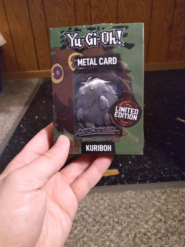 Customer photo review of Yu-Gi-Oh! Kuriboh Metal Card - Ships Late July 2021.  Pre-orders End March 17.