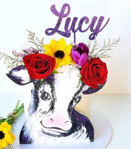 Customer photo review of Glitter Personalised Cake Topper (other colours available)