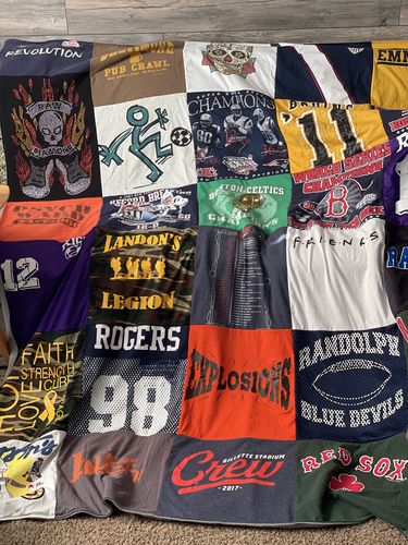 T-shirt quilt featuring boston celtics, red sox by Nancy from MA