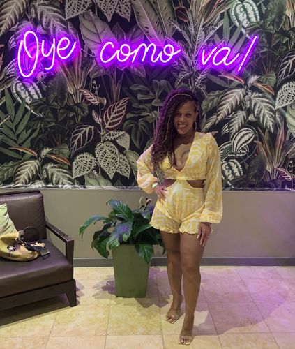 Customer photo review of Geometric Print  Romantic Back Lace-Up Romper