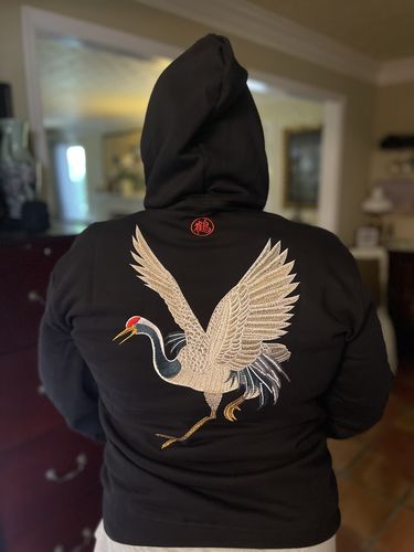 Customer photo review of The Crane Embroidered Hoodie