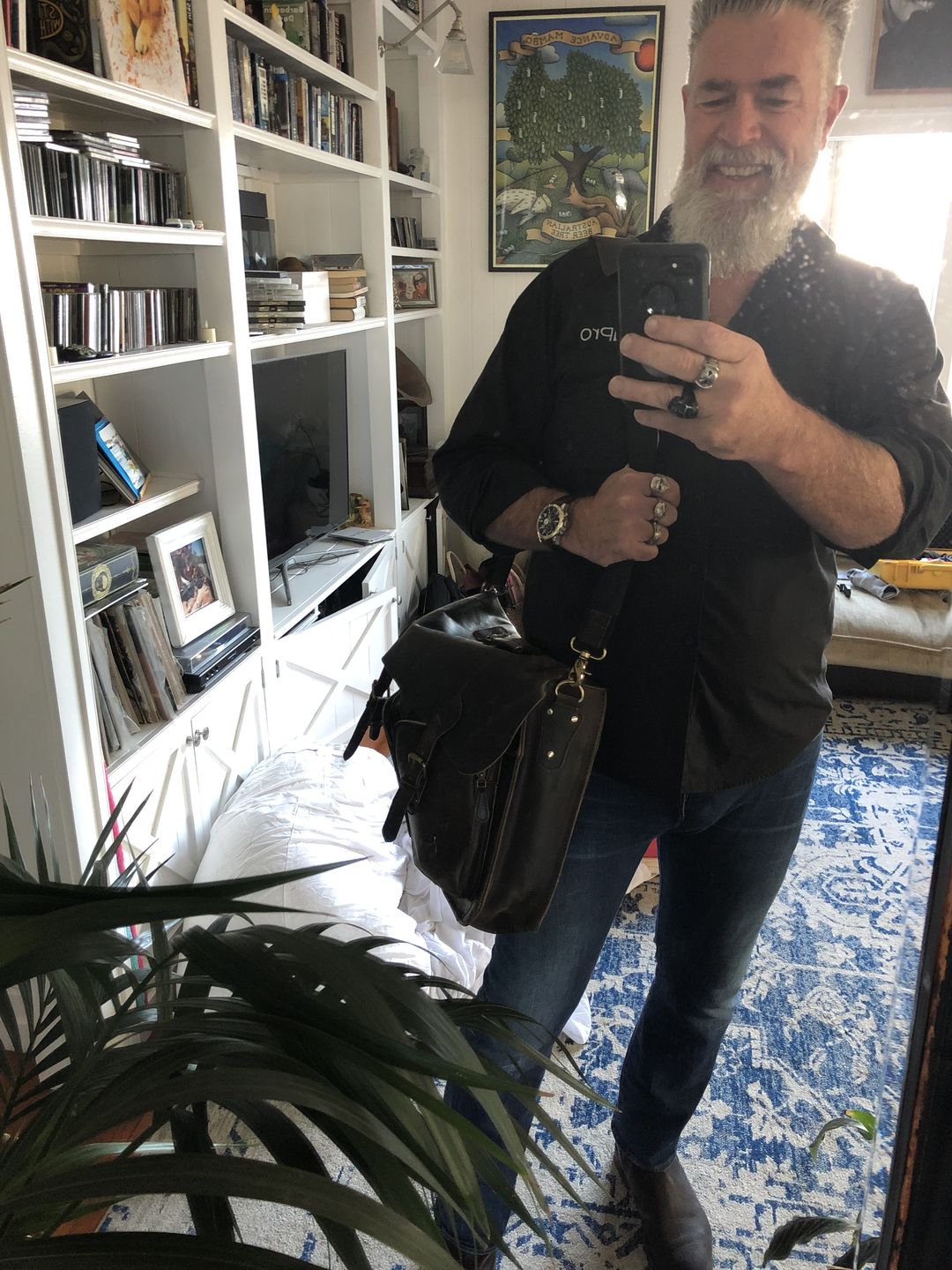 Customer photo review of Retro Buffalo Hunter Leather Laptop Messenger Bag