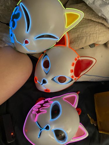 Customer photo review of Harajuku Style LED Demon Slayer Face Mask