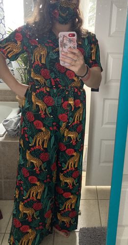 Customer photo review of Jaguar Paradise Black Animal Print Jumpsuit