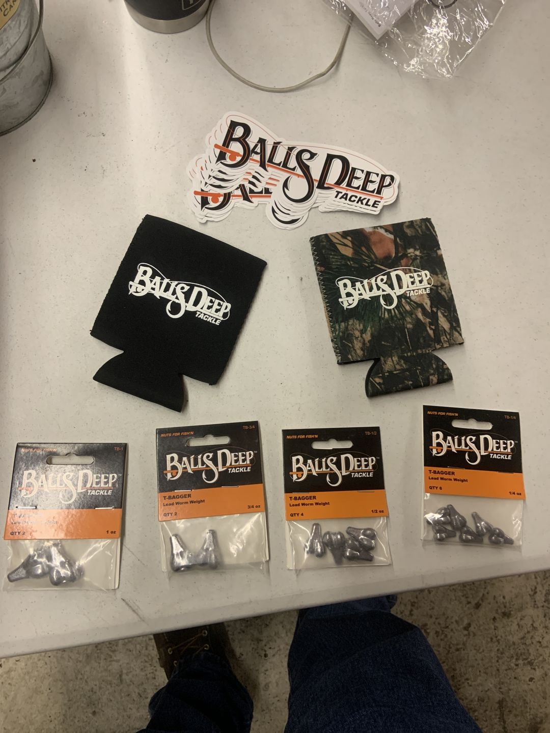 Customer photo review of Sexy Six Pack - 6 Piece Fishing Weights Pack (Includes 2 Koozies + 5 Stickers)