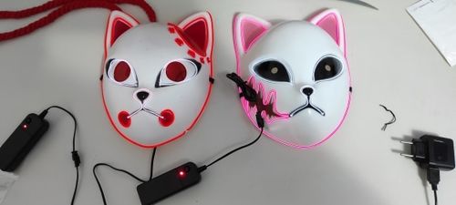 Customer photo review of Harajuku Style LED Demon Slayer Face Mask