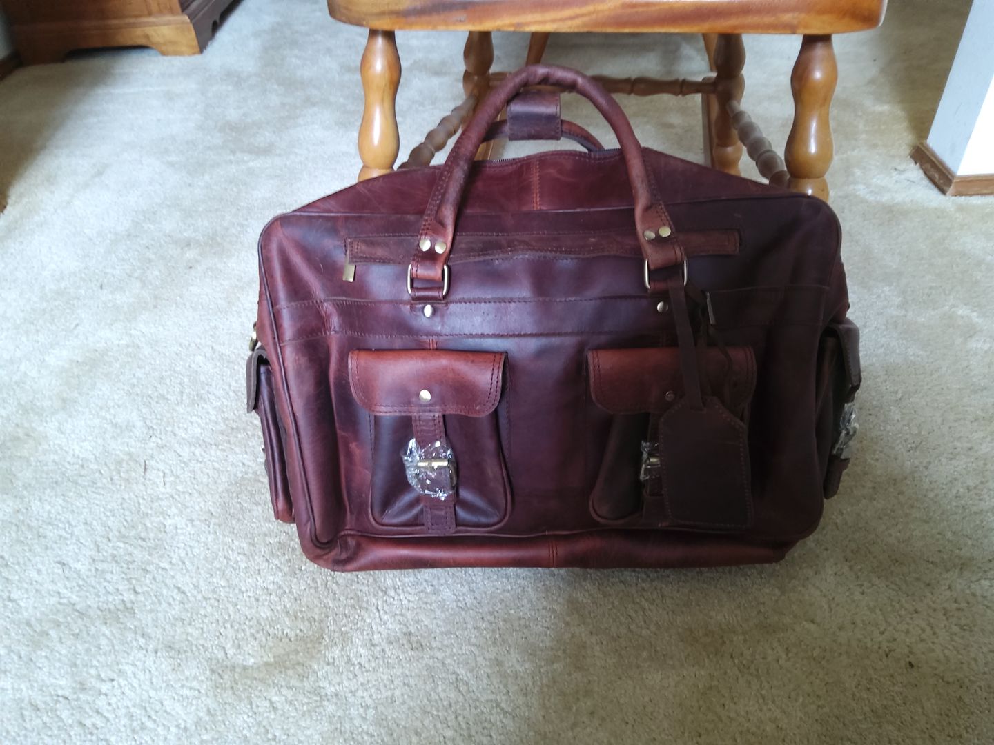 Customer photo review of Retro Buffalo Leather Captain Briefcase - Vintage Oak