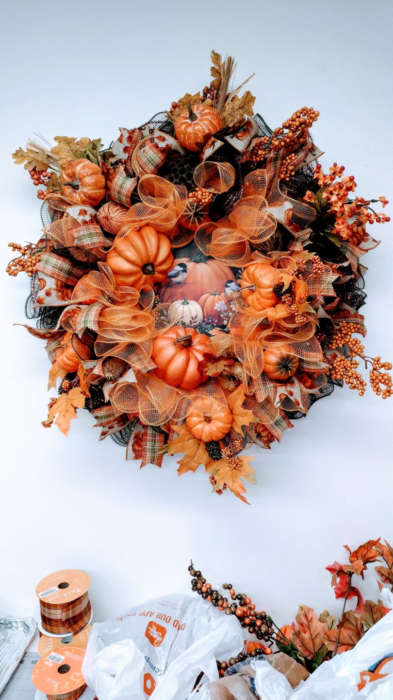 Customer photo review of 10" Round Vinyl Decal - Fall Pumpkins - DECOE-081