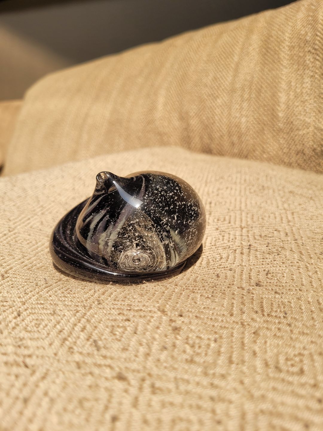 Customer photo review of Half-tone Sleeping Glass Cat with Infused Cremation Ashes