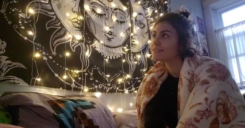 Customer photo review of Inverse Black & White Moon Sun Tapestry