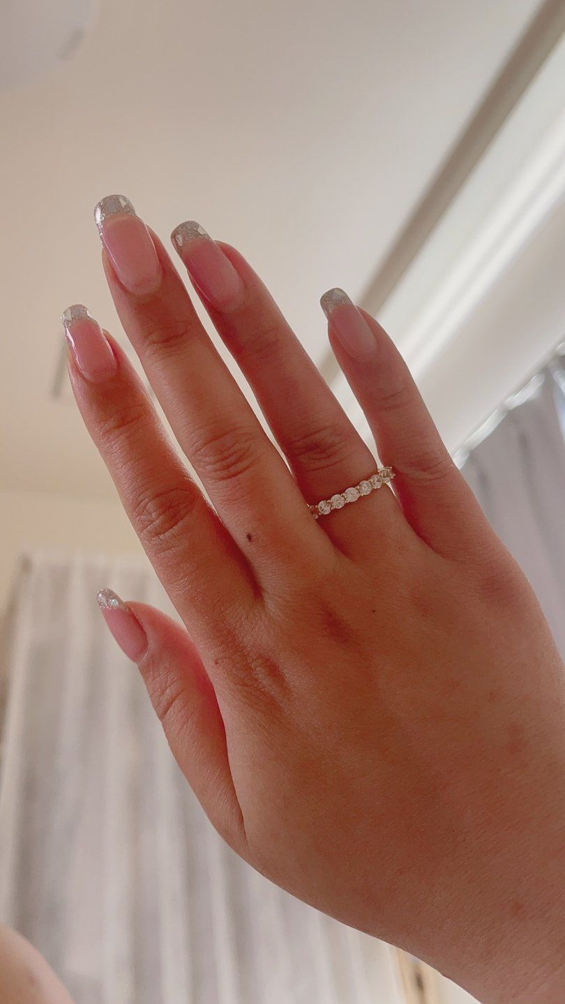 Customer photo review of Louily Eternity Round Cut Simulated Diamond Wedding Band In Sterling Silver