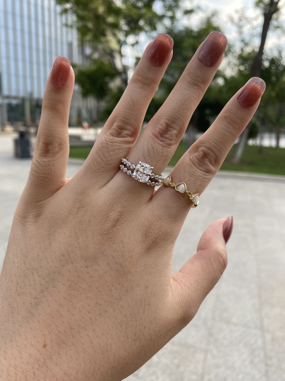 Customer photo review of S925 Exquisite 2.0 Carat Cushion Cut Women's Wedding Ring Set In Sterling Silver