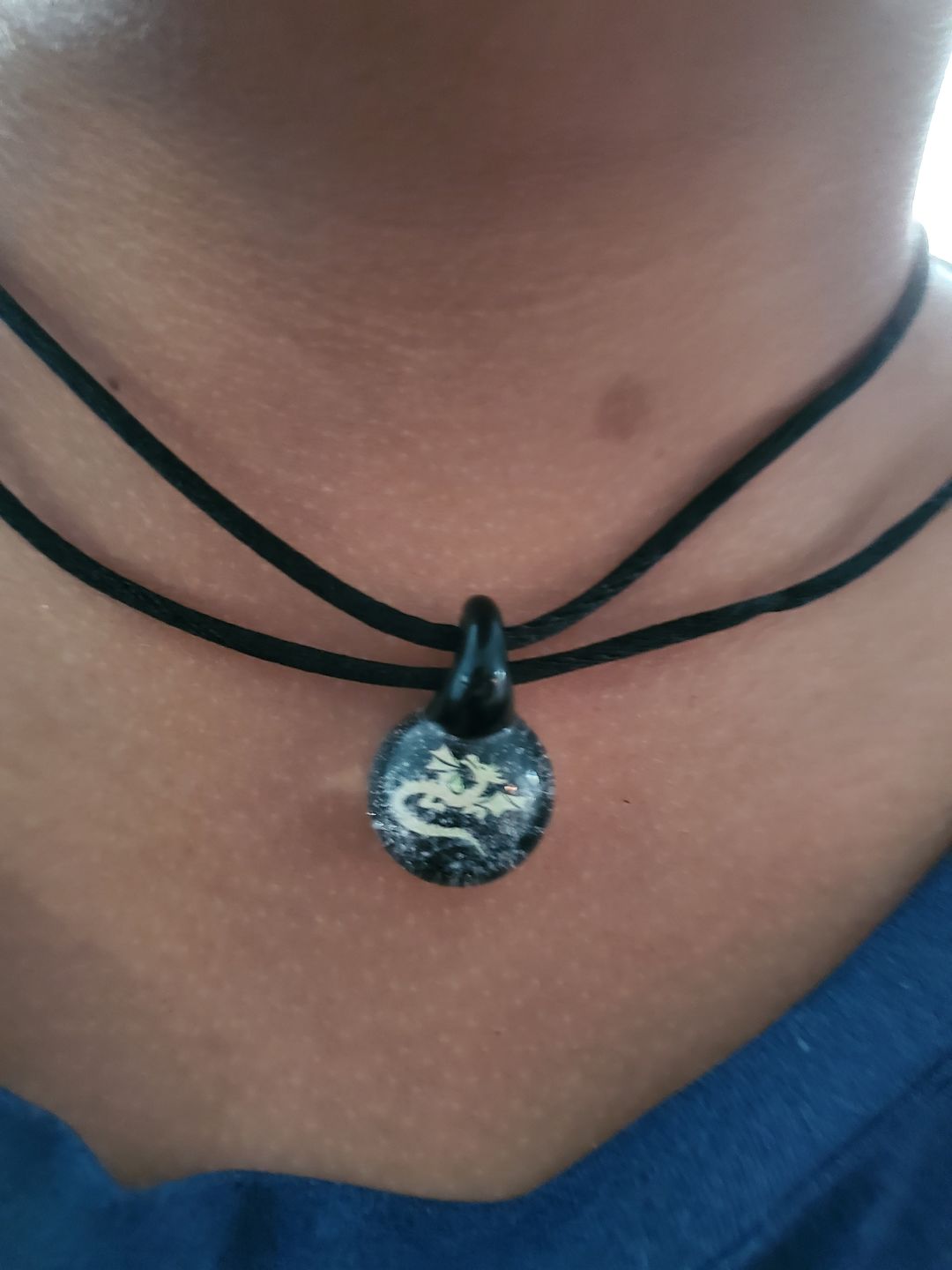 Customer photo review of Dragon Hologram Pendant with Infused Cremation Ash