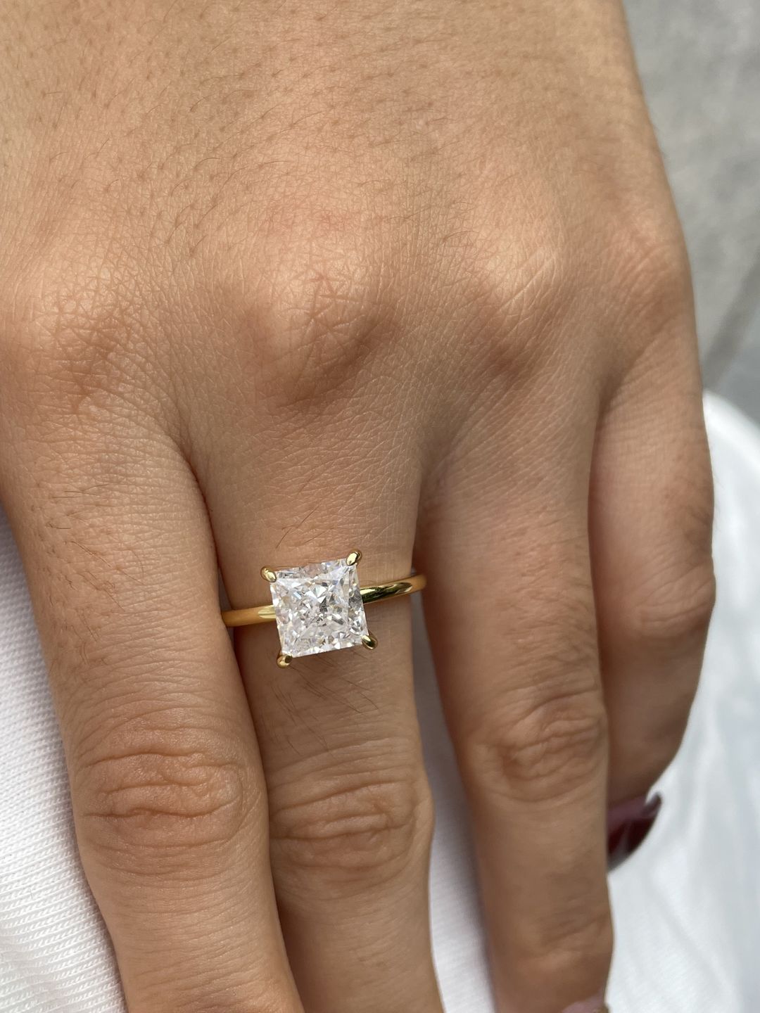 Customer photo review of Louily Square Princess Cut Engagement Ring for Women In Sterling Silver