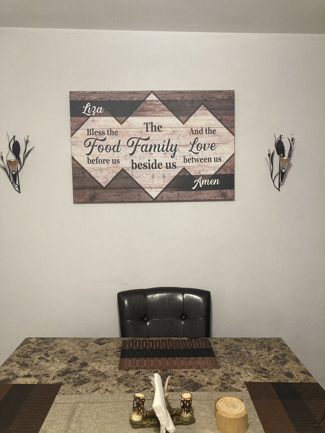 Customer photo review of Personalized "Bless The Food Family Love" Premium Canvas