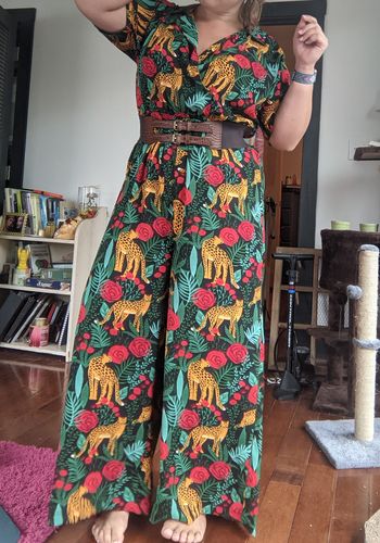 Customer photo review of Jaguar Paradise Black Animal Print Jumpsuit