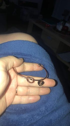 Customer photo review of AC Heart Initial Bangle Bracelet