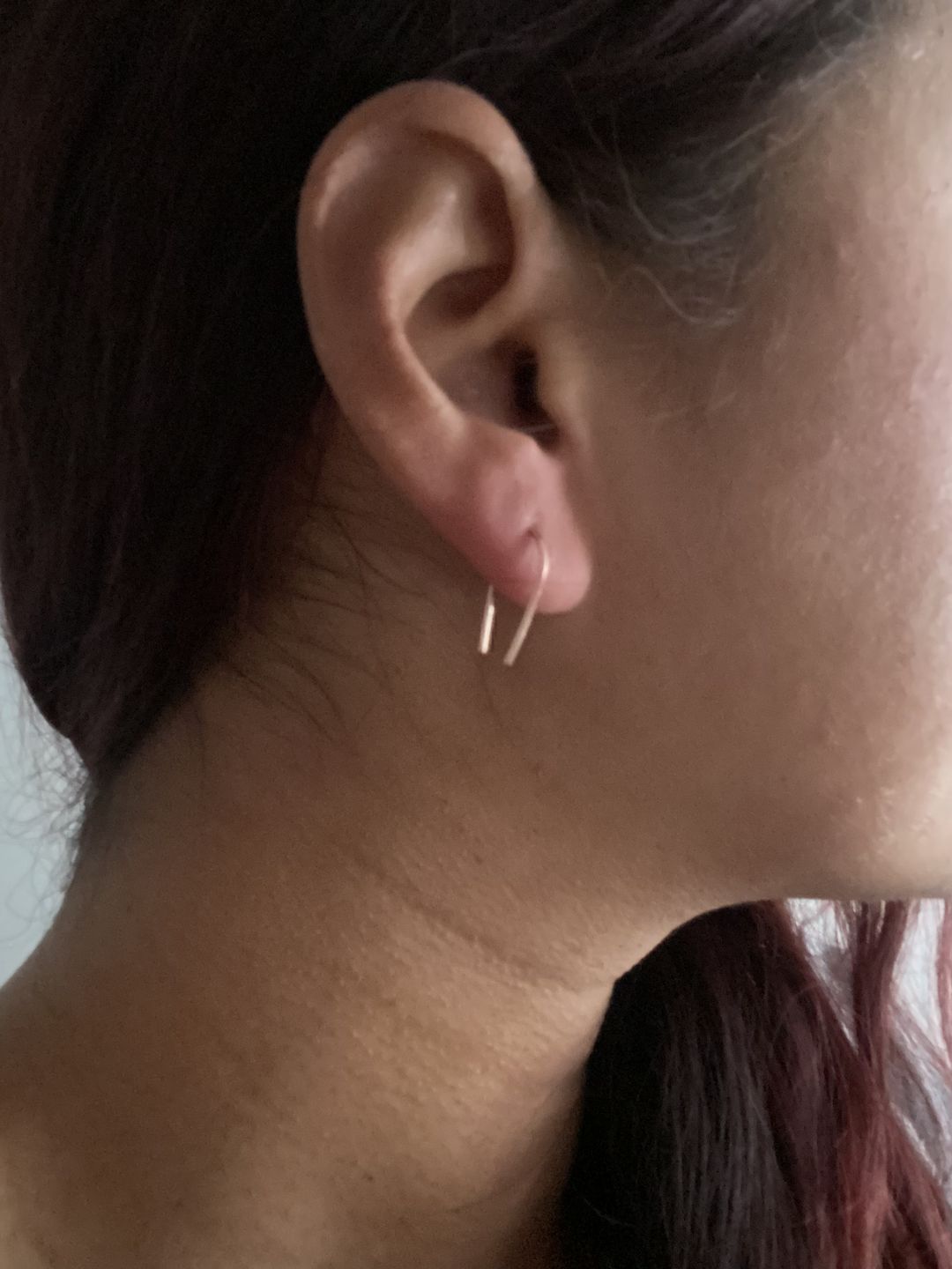 Customer photo review of Delicate Hook/Arc Earrings