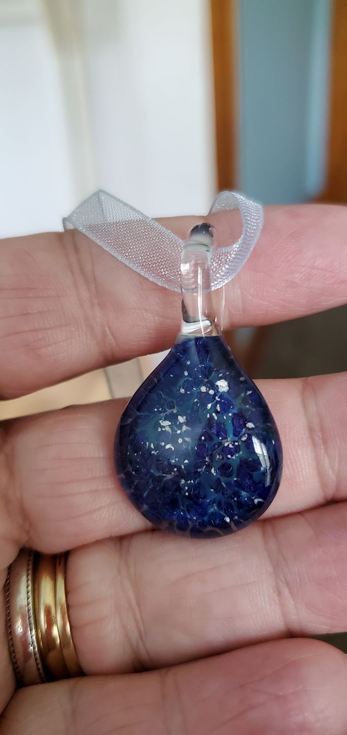Customer photo review of Blue Moon Cremation Pendant