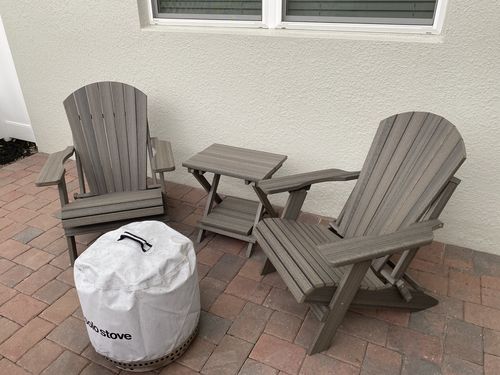 Customer photo review of Set of 2 - DuraWeather Poly® King Size Folding Adirondack Chairs + 1 Folding End Table With Removable Tray