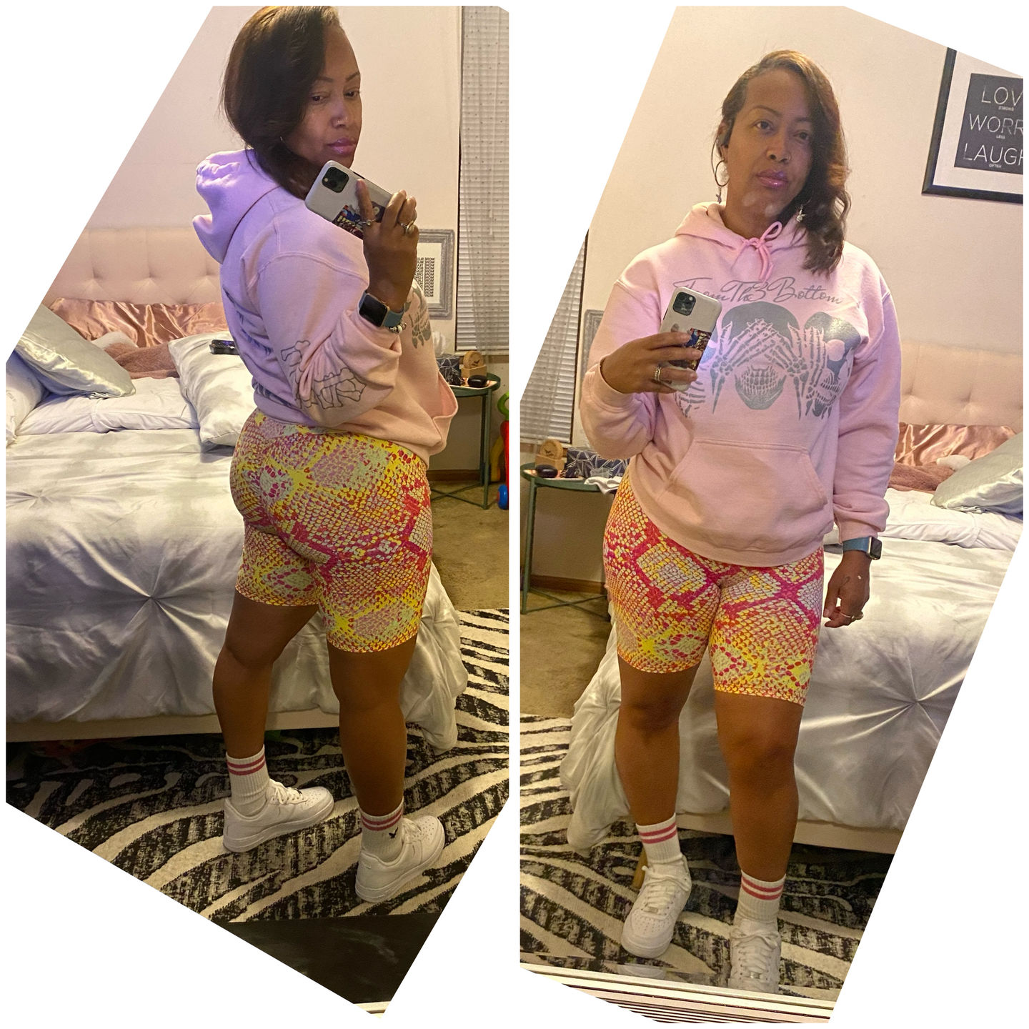 Customer photo review of Pink Lemonade High Waist Scrunch Biker Shorts