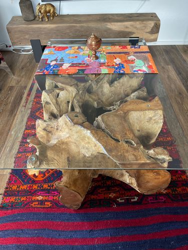 Customer photo review of Wurzelholztisch LARGO Rechteck 110x70 cm