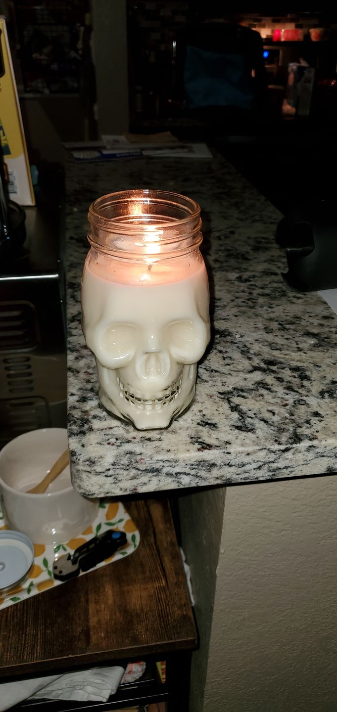 Customer photo review of Skull Jar Candle - Limited Stock