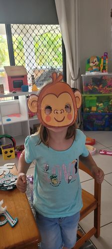Customer photo review of $1 Deal 5 Little Monkeys Face Mask for 2-6yo
