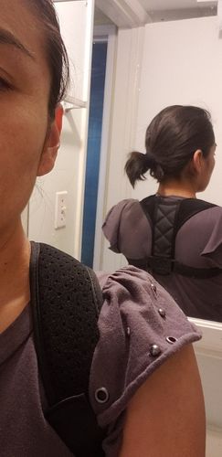 Customer photo review of Adjustable Posture Corrector - Back Posture Brace for Clavicle Support and Pain Relief