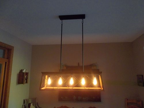 Customer photo review of Farmhouse Rectangular Cage Kitchen Chandelier
