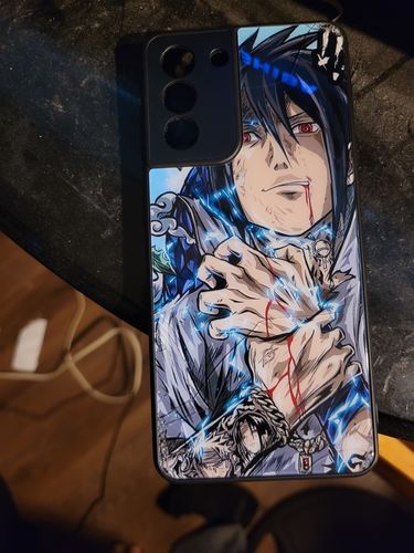 Customer photo review of Sasuke Naruto Anime Hand Draw Tempered Glass Phone Case for Samsung