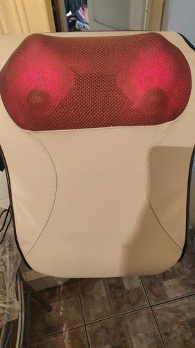 Customer photo review of 3-in-1 Neck Shoulder Back Shiatsu Massage Cushion/Pillow With Heat - Home/Car