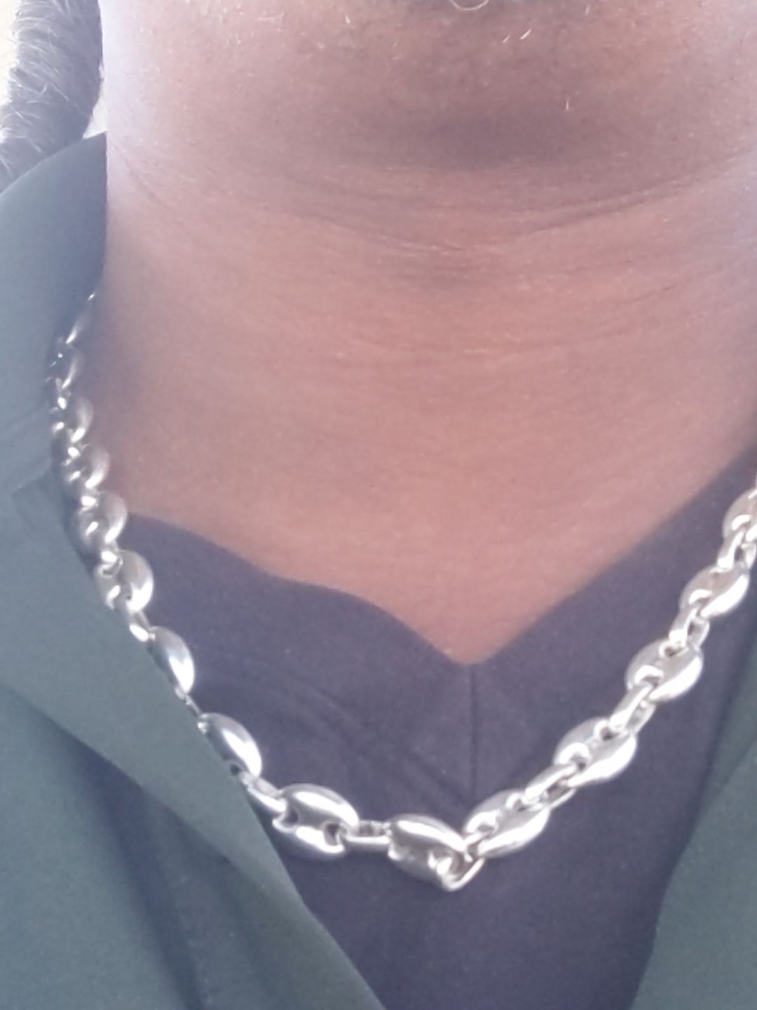 Customer photo review of Mens Mariner Puffed Link Chain Necklaces 12mm 42GR 925 Silver Sterling 22 inch